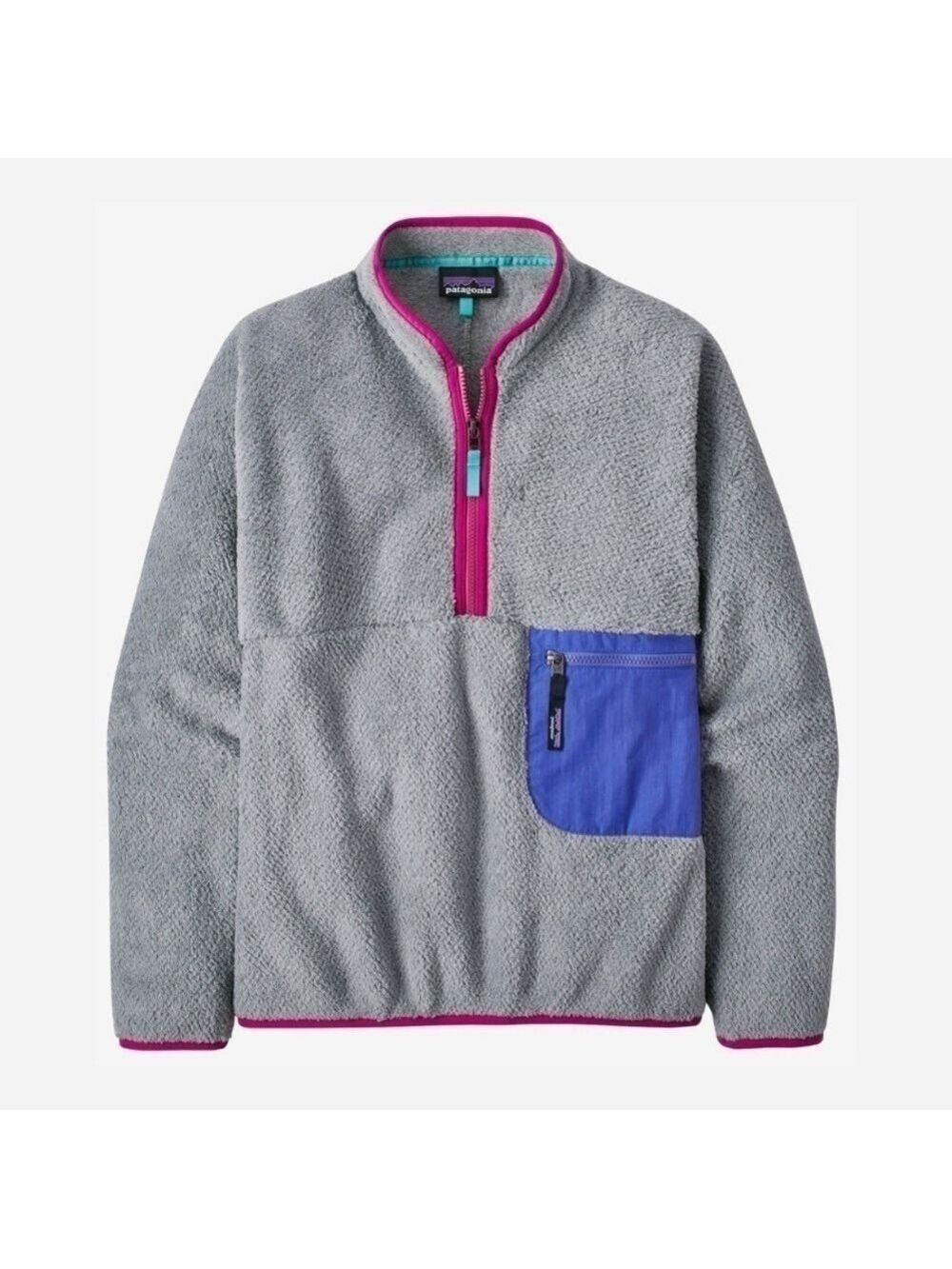PATAGONIA WOMEN'S RE-TOOL 1/2 ZIP PULLOVER FLEECE GREY FLOAT BLUE L